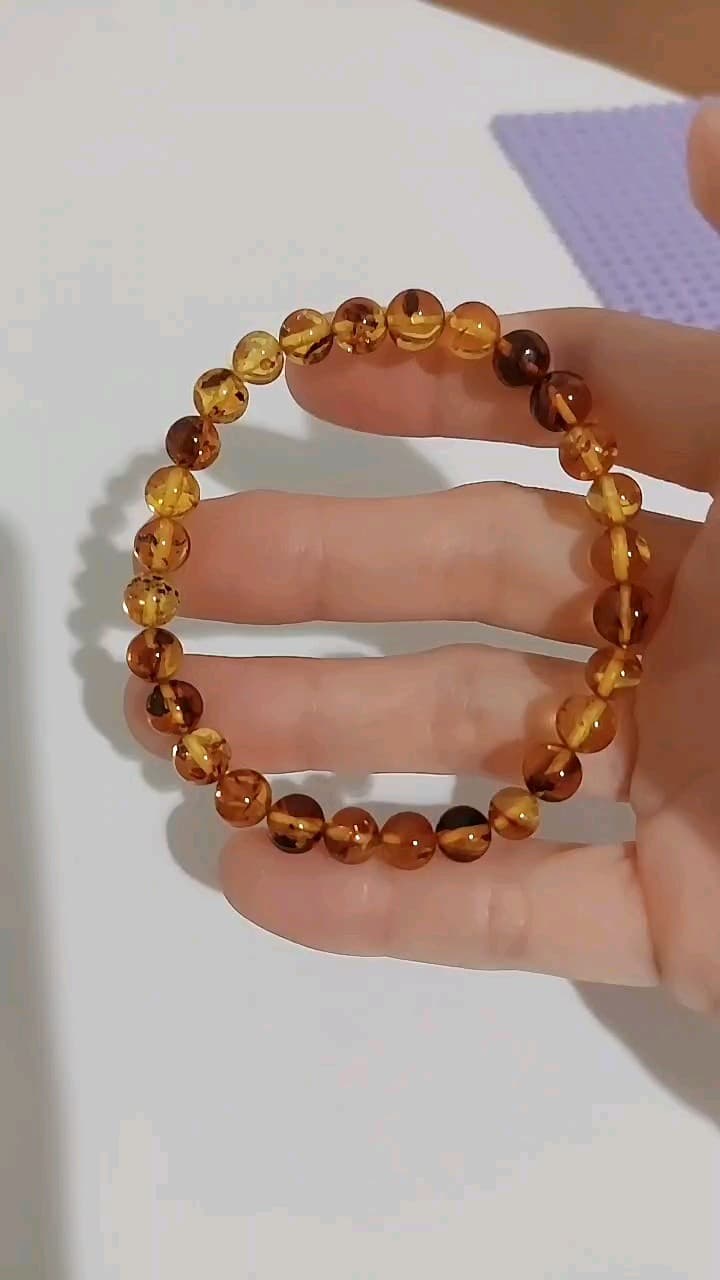Gelang Amber Natural (Gradasi 6mm & Bunga 8mm)