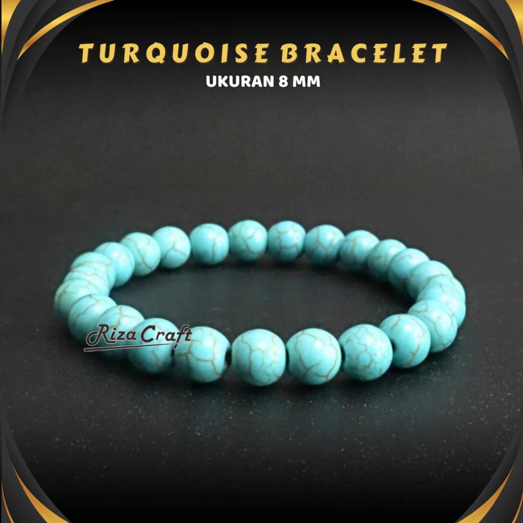 Riza Craft Gelang Turquoise Alami 8mm
