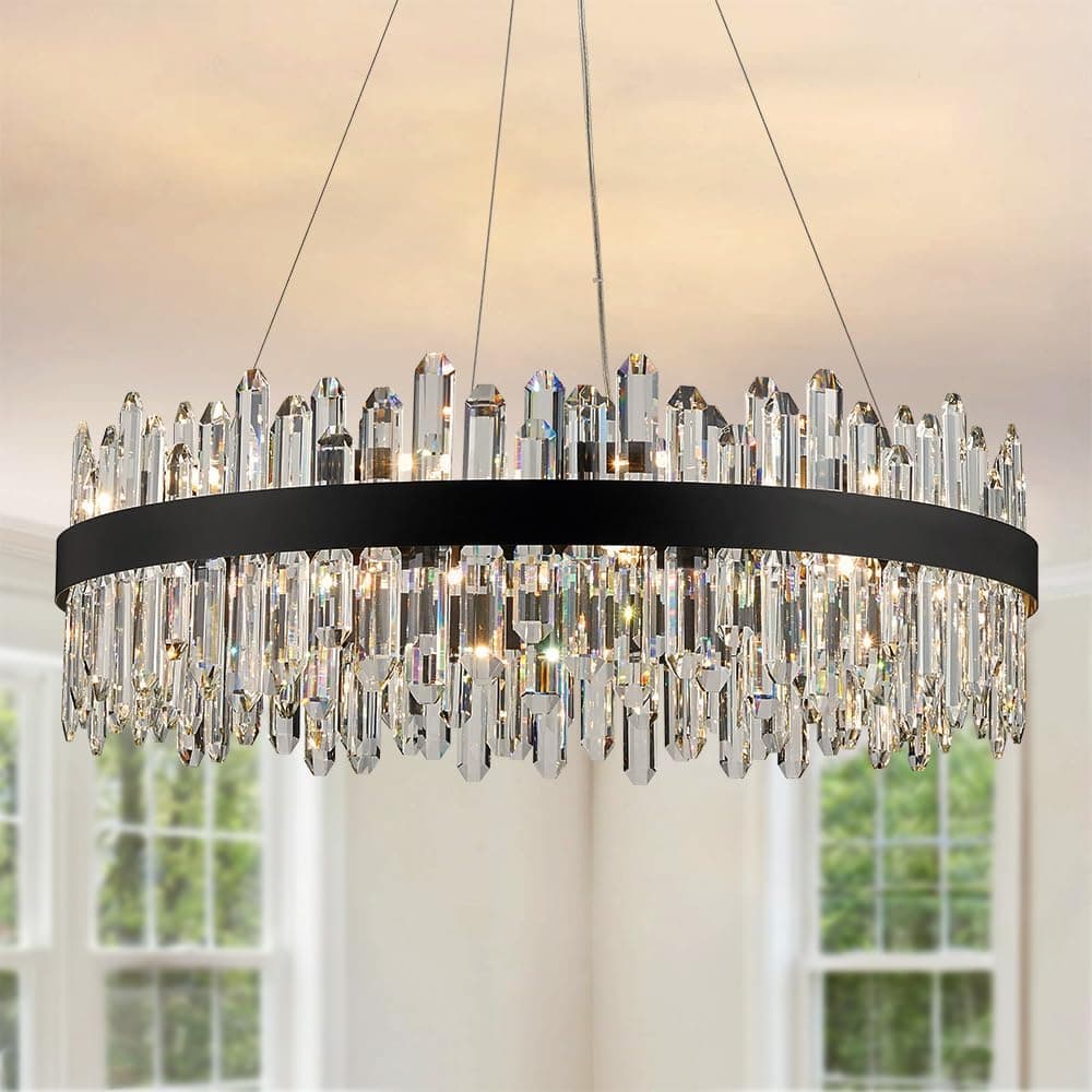 LIZZTREE 24-Light Black Crystal Chandelier
