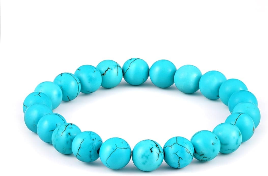 Naxidaze Genuine Turquoise Bead Bracelet 8mm