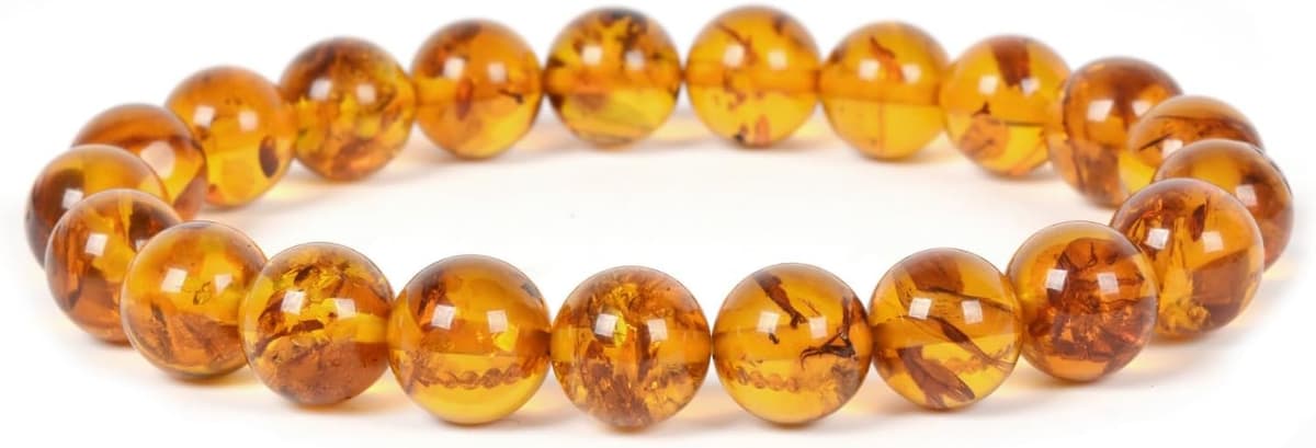 Justinstones Natural Amber 8mm Round Stretch Bracelet