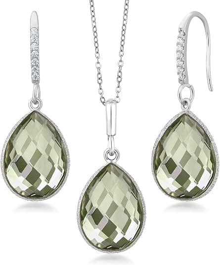 Amethyst Sterling Silver Pendant & Earrings Set