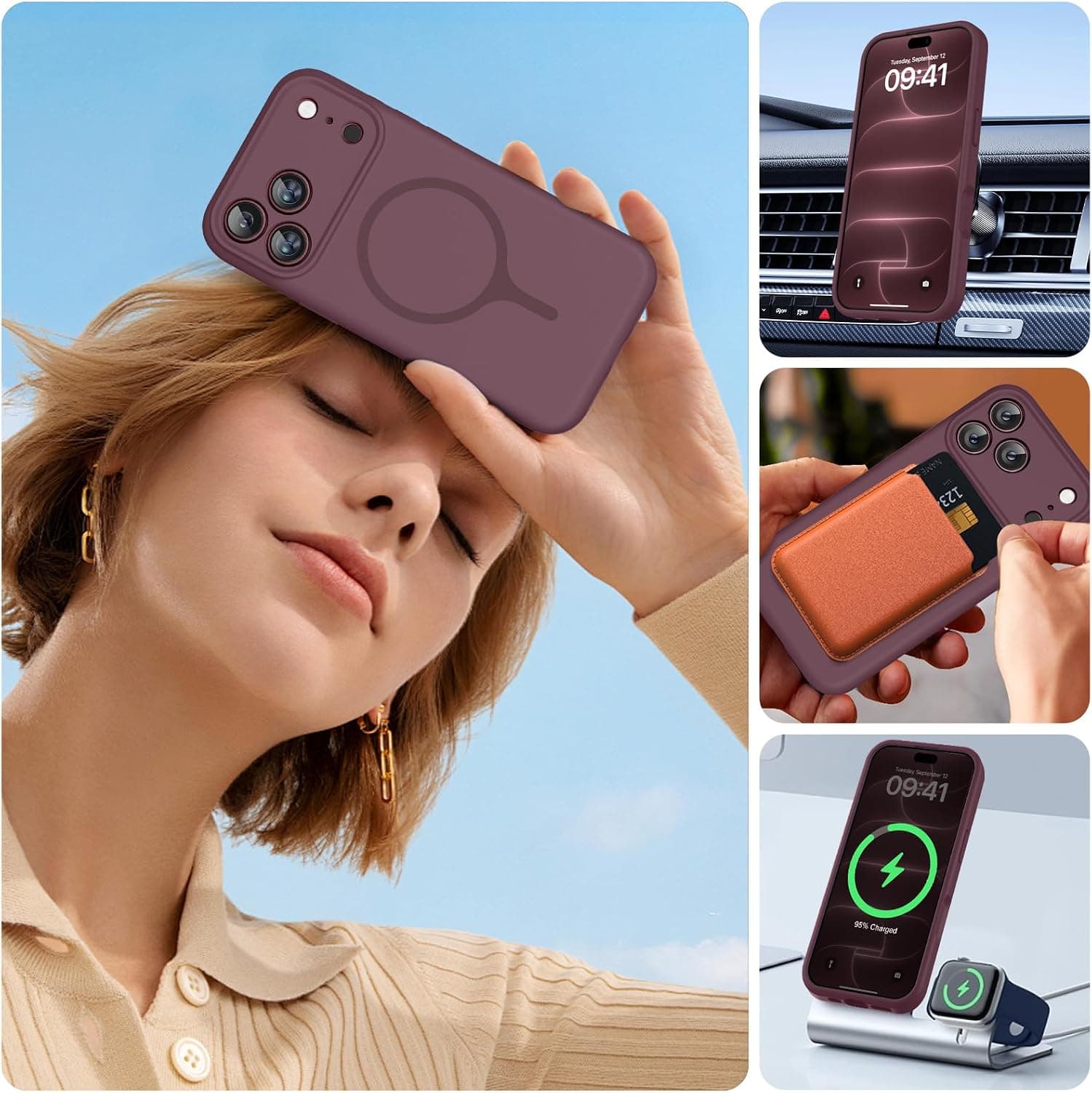 Miracase Magnetic Silicone Case for iPhone – Burgundy