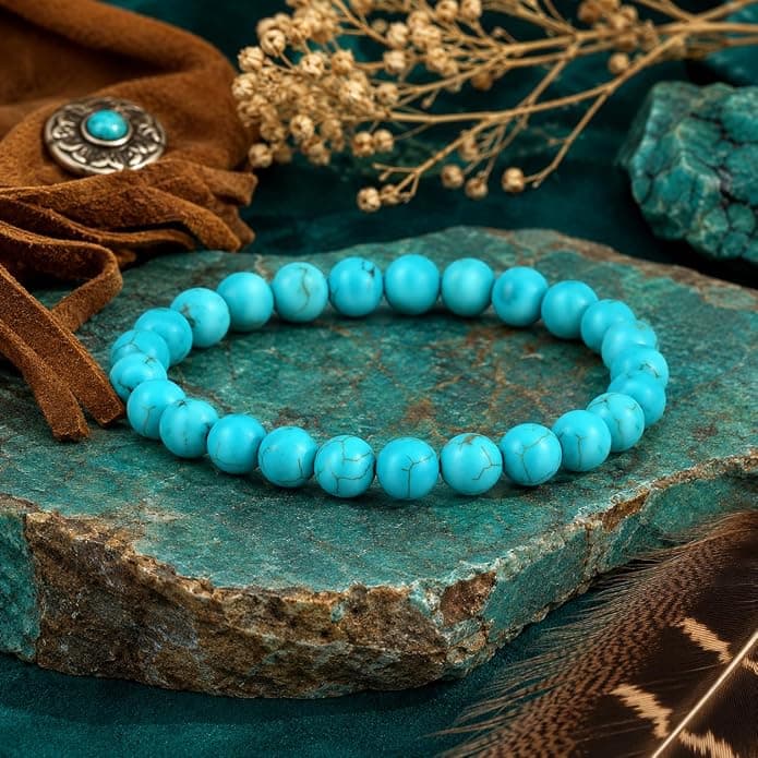 Naxidaze Genuine Turquoise Bead Bracelet 10mm