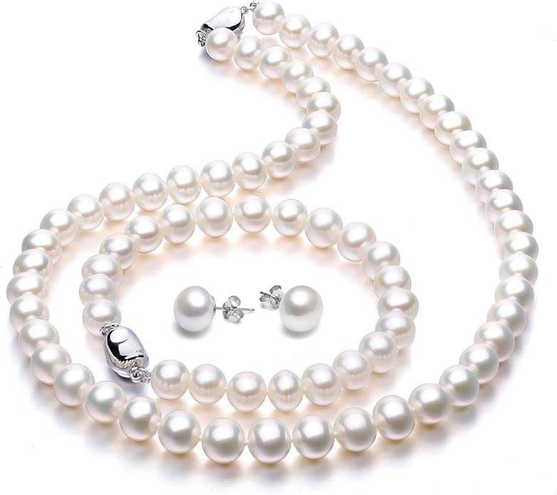 VIKI LYNN Freshwater Cultured Pearl Jewelry Set – 22" Necklace, Bracelet & Stud Earrings