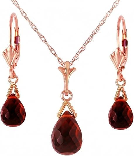 Galaxy Gold GG 14K Rose Gold Natural Garnet Jewelry Set